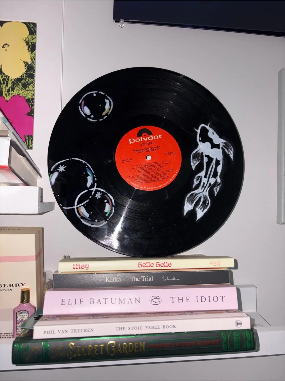 Polydor Black Vinyl Wall Art with White Fish & Bubble Accents